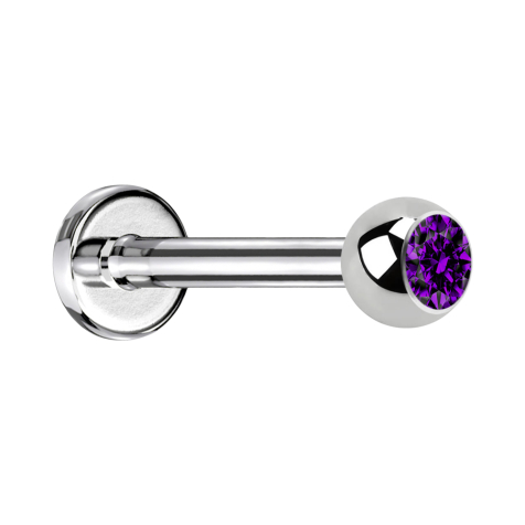 Labret silver with purple crystal ball