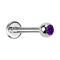 Labret silver with purple crystal ball