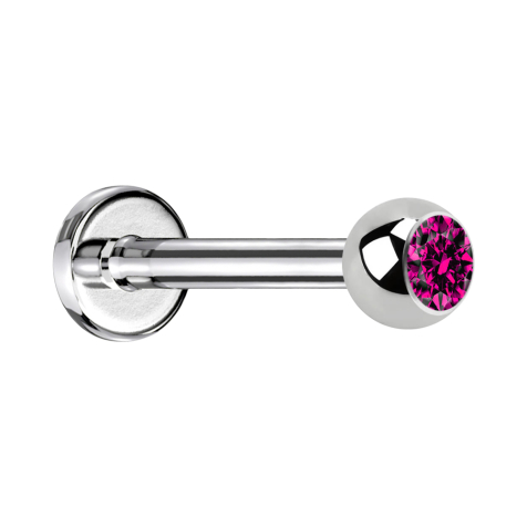 Labret argent avec boule cristal fuchsia