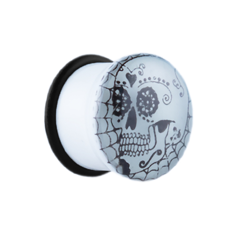 Flared plug with tribal skull "Glow"