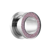 Flesh Tunnel argento e rosa glitterato