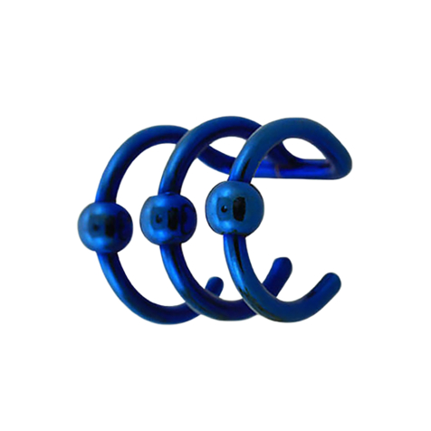 Bracciale falso allorecchio blu scuro con 3 anelli e pallina