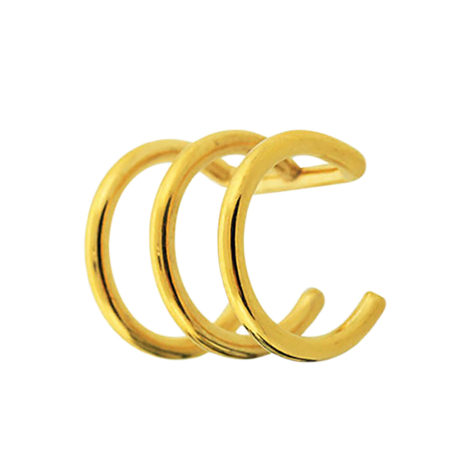 Bracciale per orecchie finte placcato oro con 3 anelli