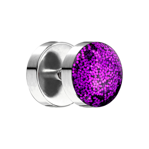 Fake Plug mit glitter Kuppel violett