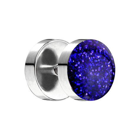 Fake Plug mit glitter Kuppel dunkelblau