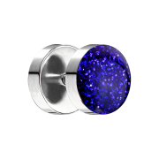 Fake Plug mit glitter Kuppel dunkelblau