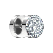 Fake Plug mit glitter Kuppel silber
