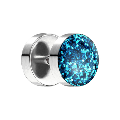 Fake plug with glitter dome aqua