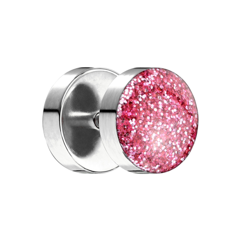 Fake Plug mit glitter Kuppel pink