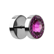 Fake Plug mit kleinen und grossem Swarovski Kristall fuchsia
