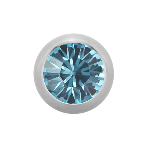 Micro Kugel Supernova High Polished mit Swarovski aqua