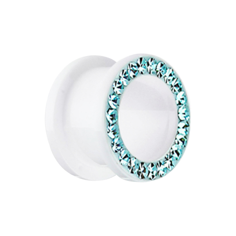 Tunnel bianco carne con cristalli color acqua e strato protettivo epossidico