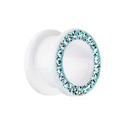 Tunnel bianco carne con cristalli color acqua e strato...