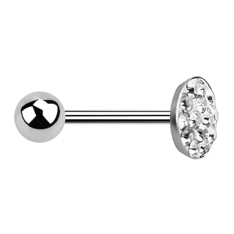 Barbell silver with ball and disc crystal silver