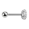 Barbell silver with ball and disc crystal silver