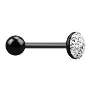 Barbell noir avec boule et disque en cristal...