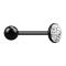 Barbell black with ball and disc crystal silver and epoxy protective layer