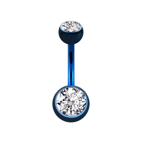 Banana dark blue with two silver crystal balls