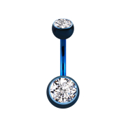 Banana blu scuro con due sfere di cristallo argento