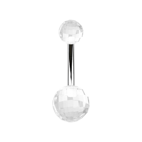 Banane argentée avec deux boules disco transparentes