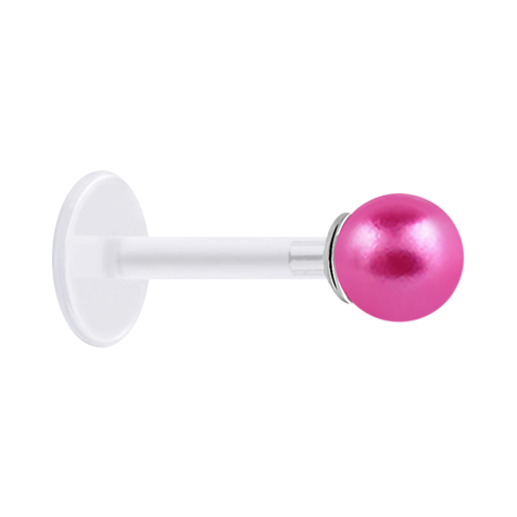 Micro Labret transparent mit Perle Kugel pink