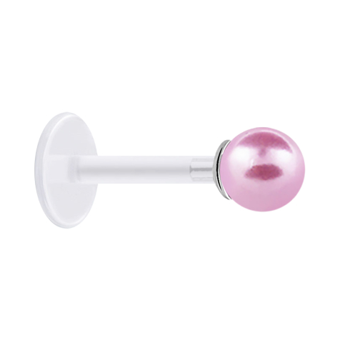 Micro Labret transparent mit Perle Kugel hellpink