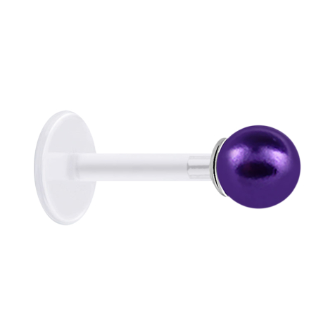 Micro Labret transparent mit Perle Kugel violett