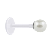 Micro labret trasparente con sfera perlata bianca