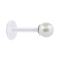 Micro labret trasparente con sfera perlata bianca