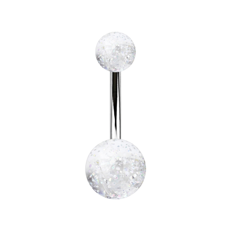Banana silver with two transparent glitter balls