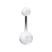 Banana silver with two transparent glitter balls