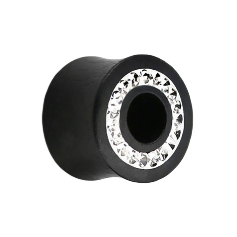 Flared Tunnel aus Areng Holz mit Kristall silber Epoxy Schutzschicht