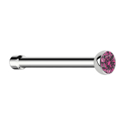 Nasenstecker gerade silber Halbkugel Kristall pink