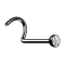 Nose stud curved black hemisphere crystal silver