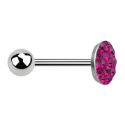 Barbell silber mit Kugel und Scheibe Kristall fuchsia