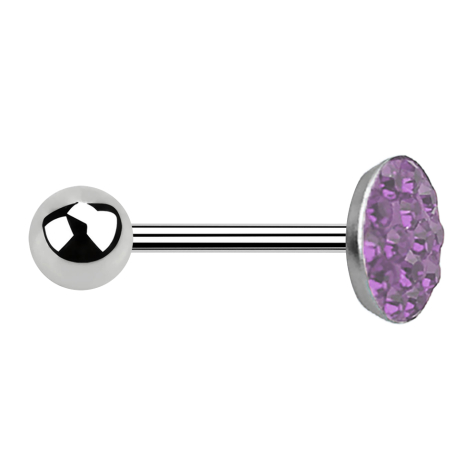 Barbell argent avec boule et disque cristal violet clair