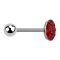 Barbell argent avec boule et disque cristal rouge