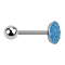 Barbell argent avec boule et disque cristal bleu clair