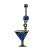 Banana black with cocktail pendant and dark blue crystal