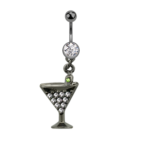 Banane noire avec pendentif cocktail et cristal argenté