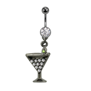 Banana black with cocktail pendant and silver crystal