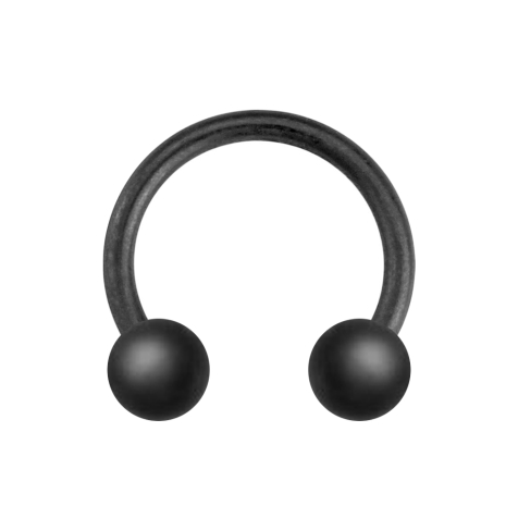 Micro Circular Barbell schwarz matt mit zwei Kugeln