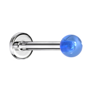 Labret argenté avec boule bleue "Glow