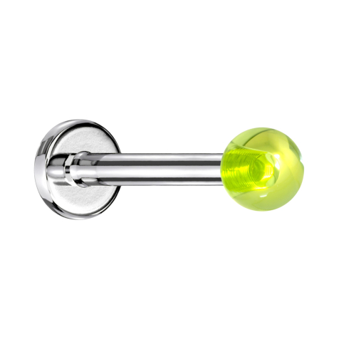 Labret silver with ball green "Glow"