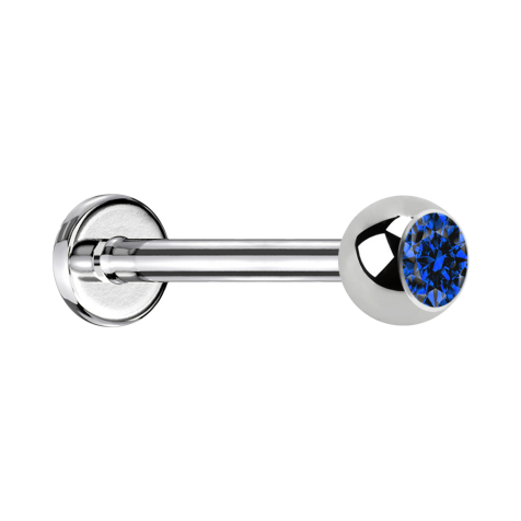 Micro labret silver with ball crystal dark blue