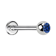 Micro labret silver with ball crystal dark blue