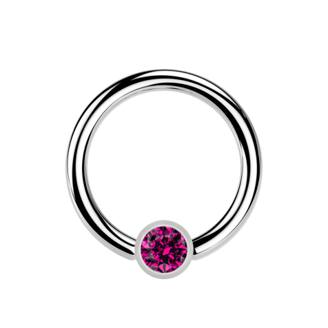 Micro Ball Closure Ring silber und Kristall fuchsia
