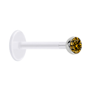 Micro Labret transparent avec boule et cristal jaune