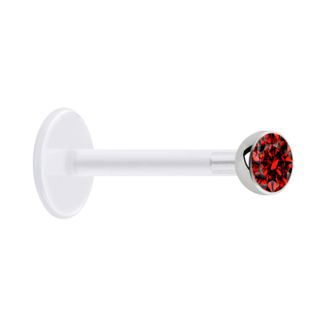 Micro Labret transparent avec boule et cristal rouge