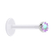 Micro Labret transparent avec boule et cristal multicolore